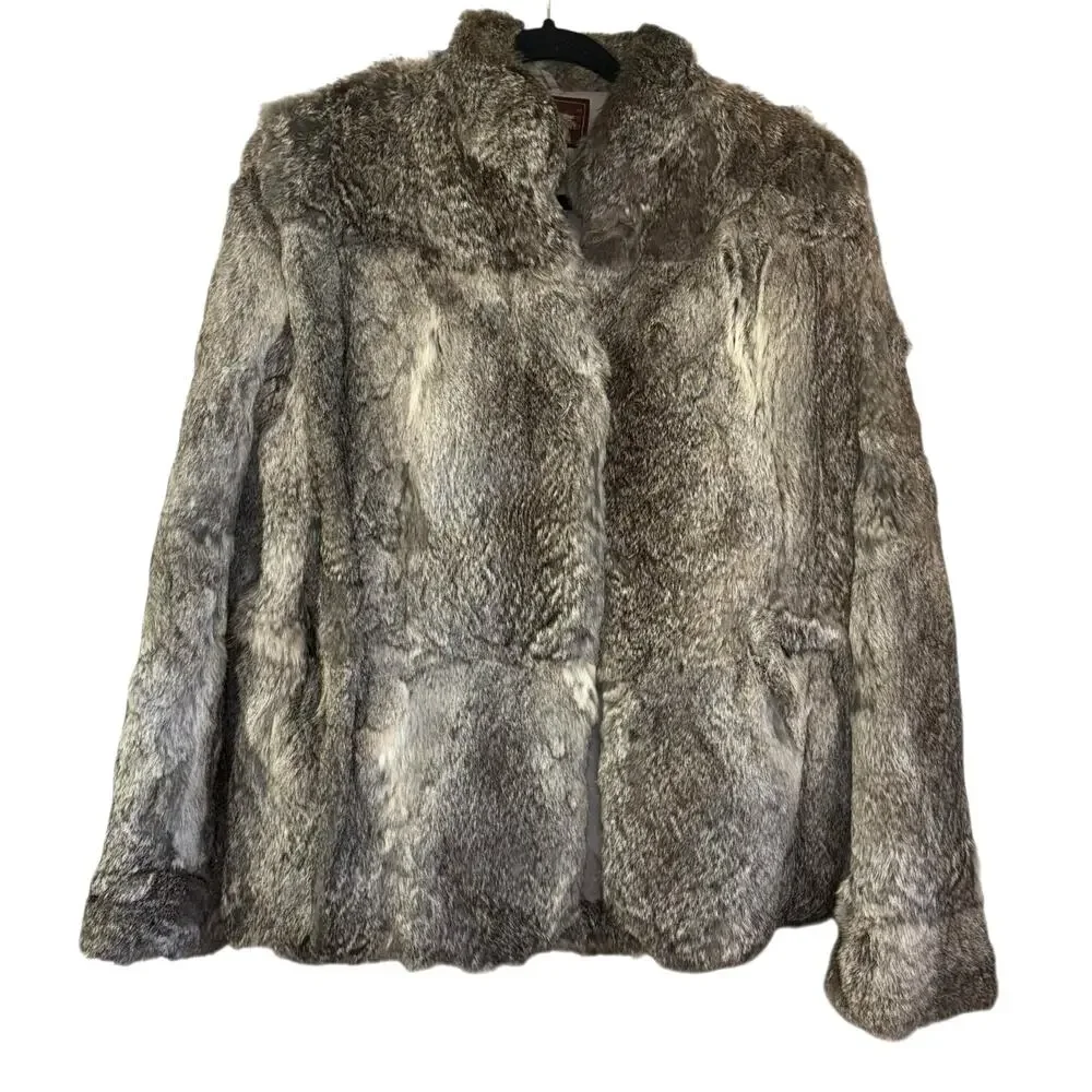 Sergio Valente Rabbit Fur Winter Coat Women’s M Luxury Maximalist Mobwife Soft